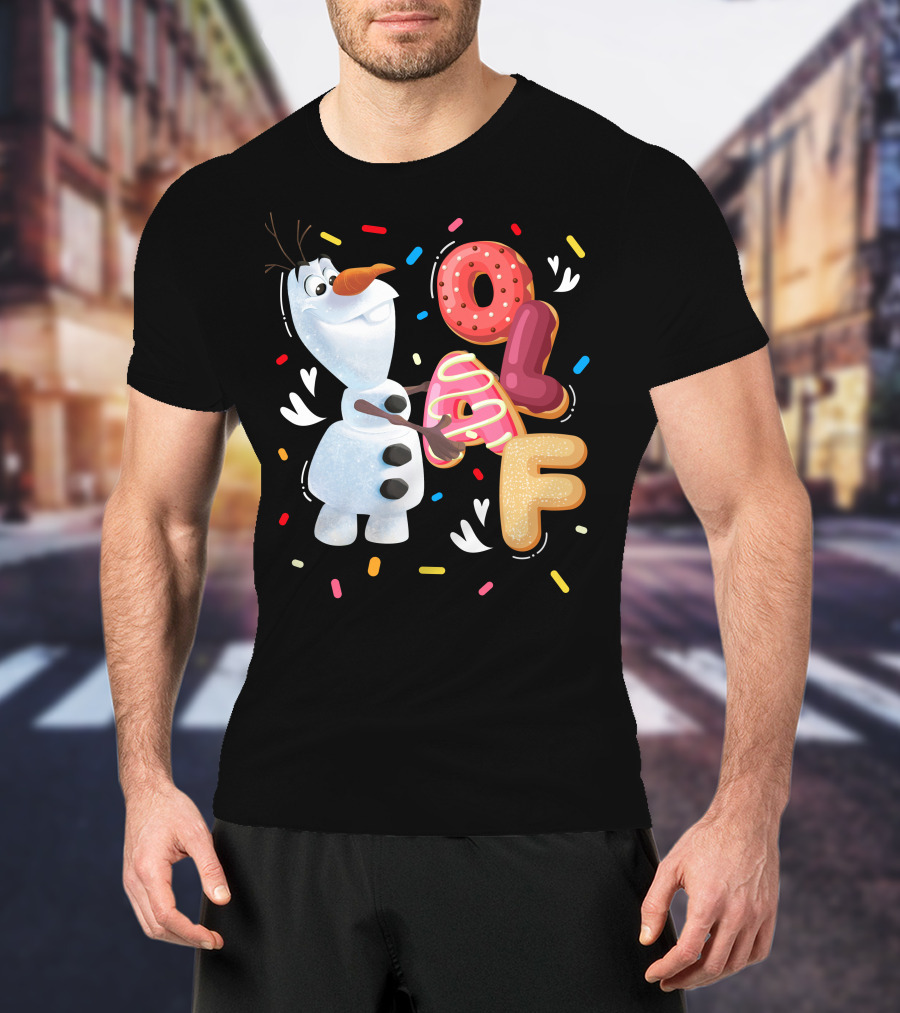 Olaf Doughnut Letters With Colorful Sprinkles Snowman T-Shirt