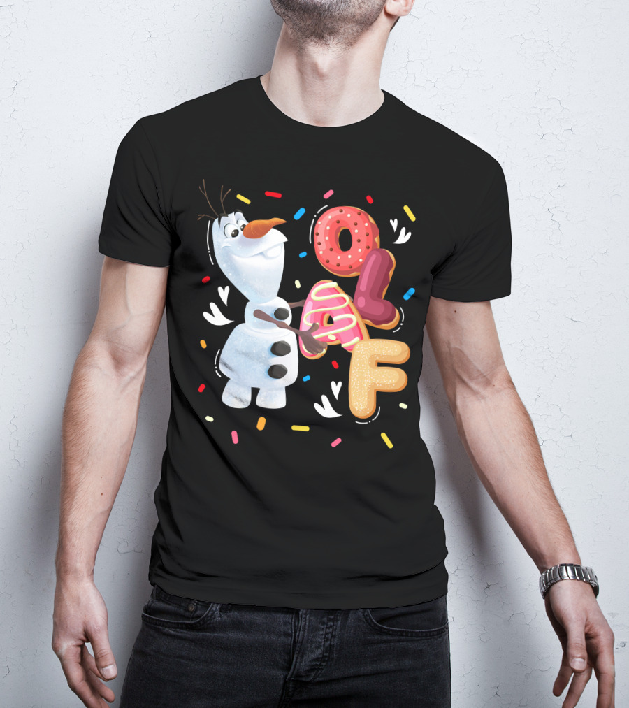 Olaf Doughnut Letters With Colorful Sprinkles Snowman T-Shirt