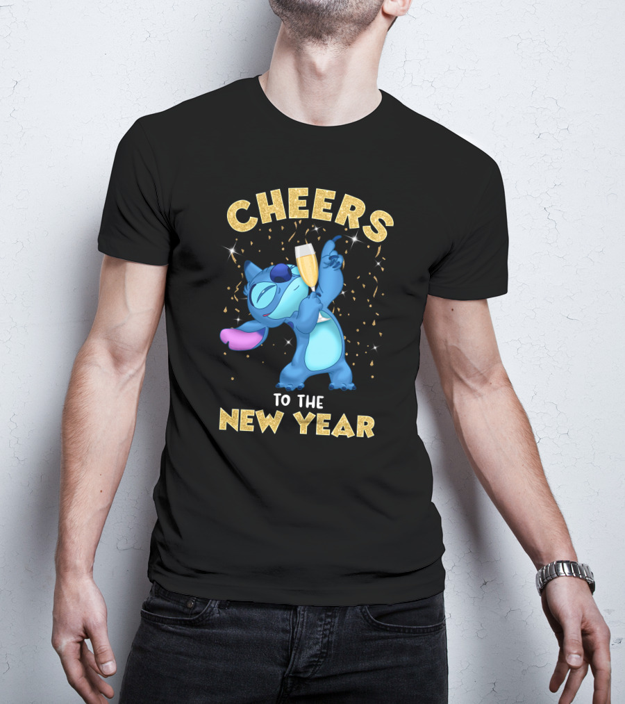 Cheers To The New Year Stitch Champagne Celebration T-Shirt
