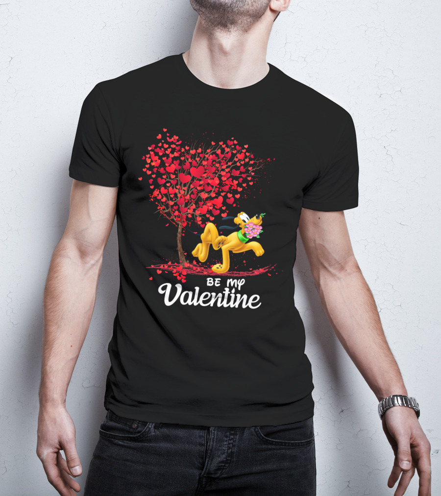 Pluto Be My Valentine Heart Tree Flowers T-Shirt