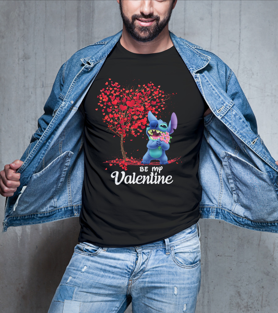 Lilo And Stitch Be My Valentine Heart Tree T-Shirt