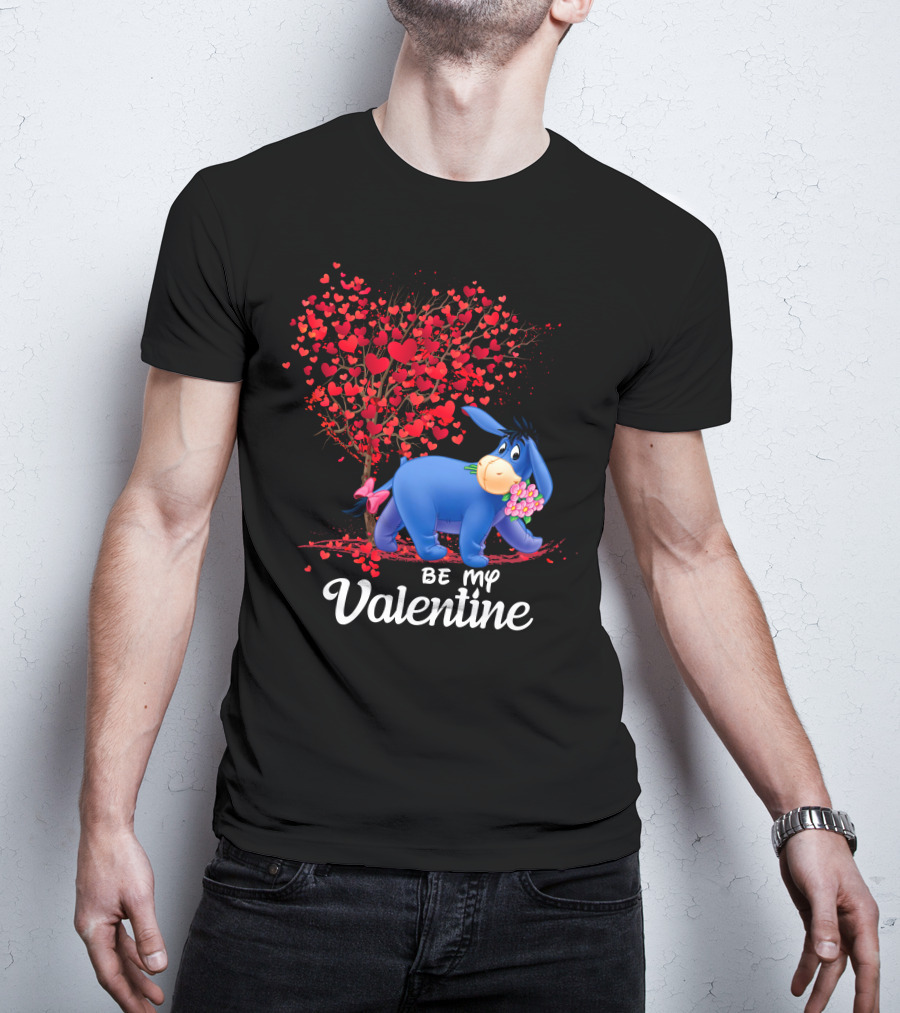 Be My Valentine Eeyore Heart Tree Flowers T-Shirt