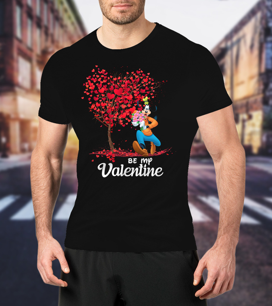 Goofy Be My Valentine With Heart And Tree T-Shirt