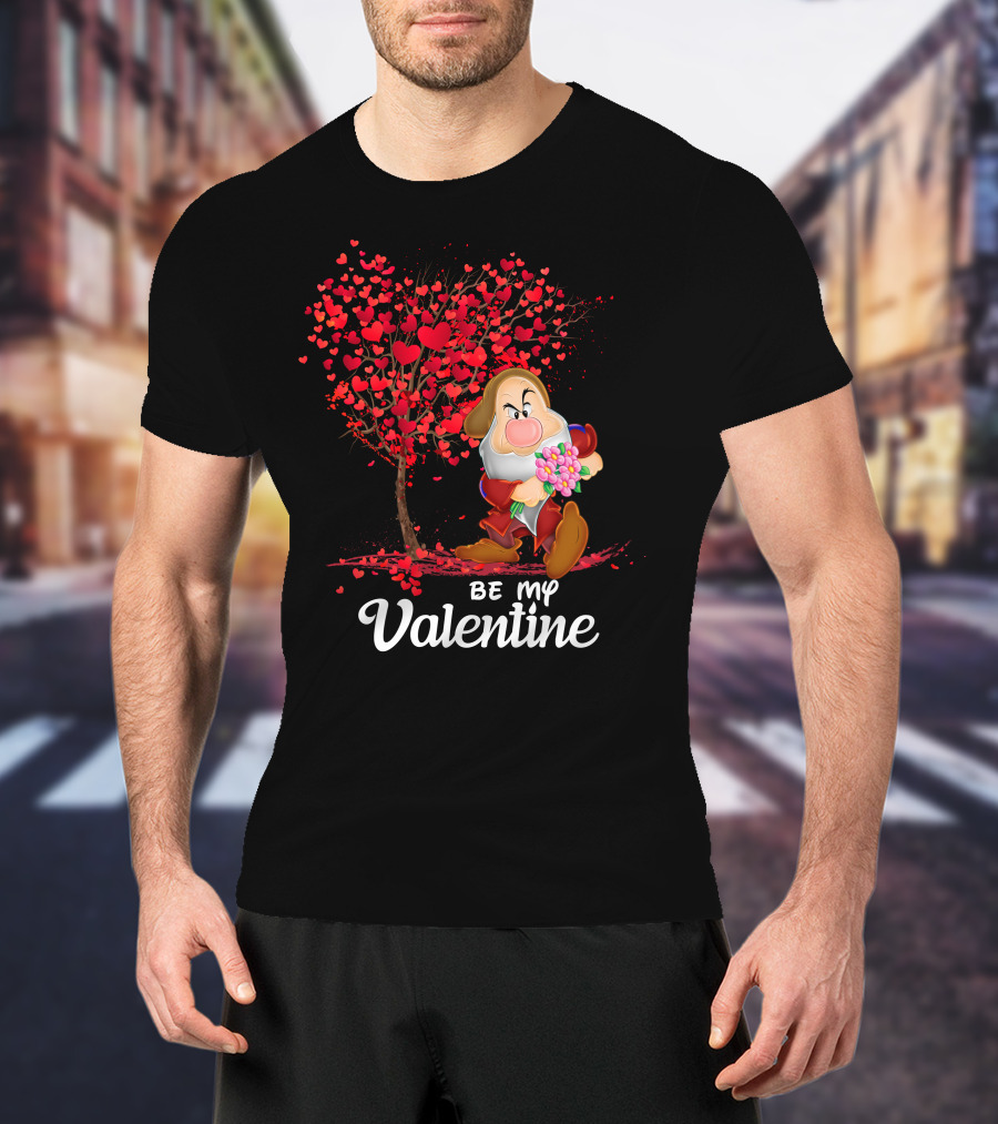 Grumpy Holding Flowers Be My Valentine With Heart Tree T-Shirt