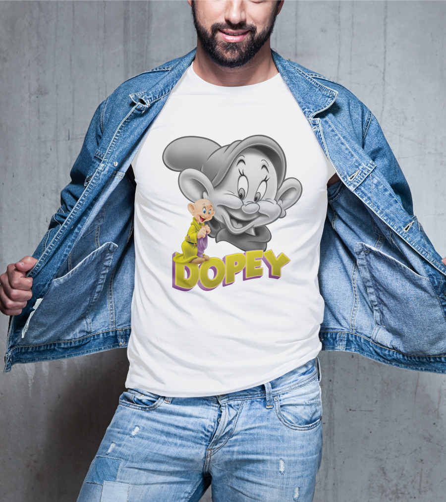 Dopey Disney Character With Cartoon Classic Style T-Shirt
