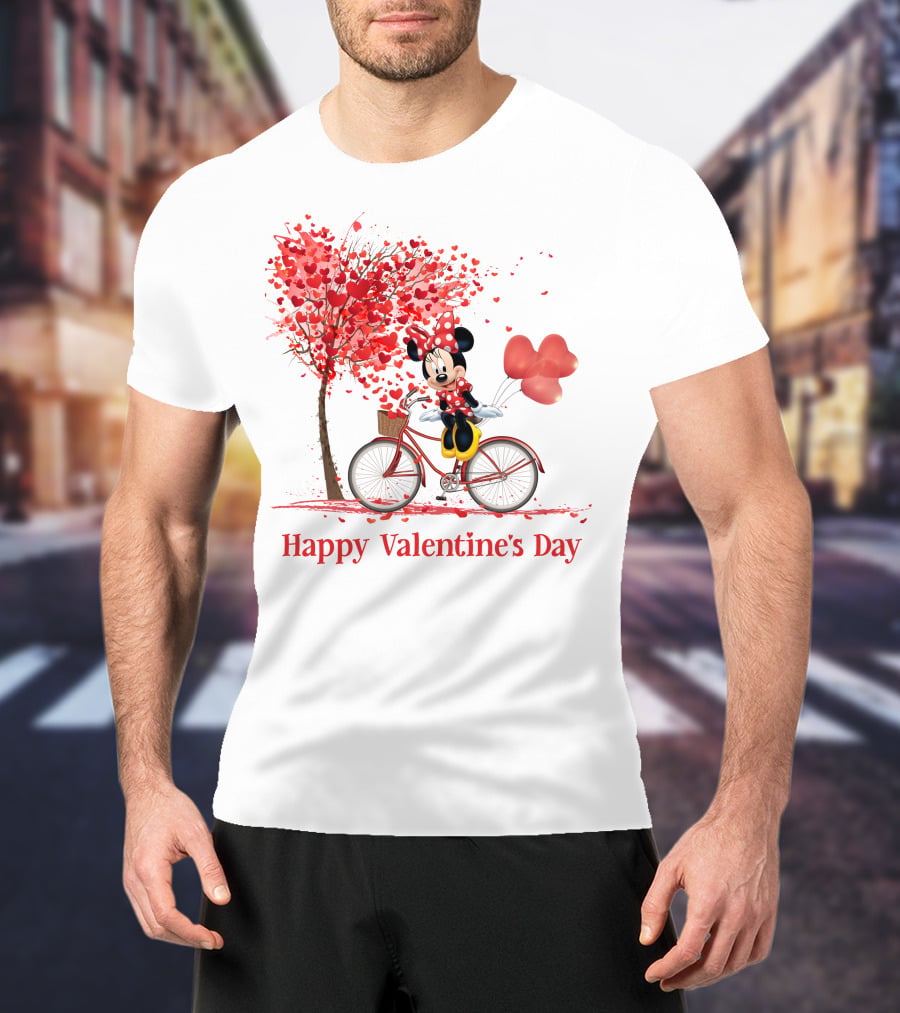 Happy Valentine's Day MN Valentine Bicycle Balloons Hearts Tree T-Shirt