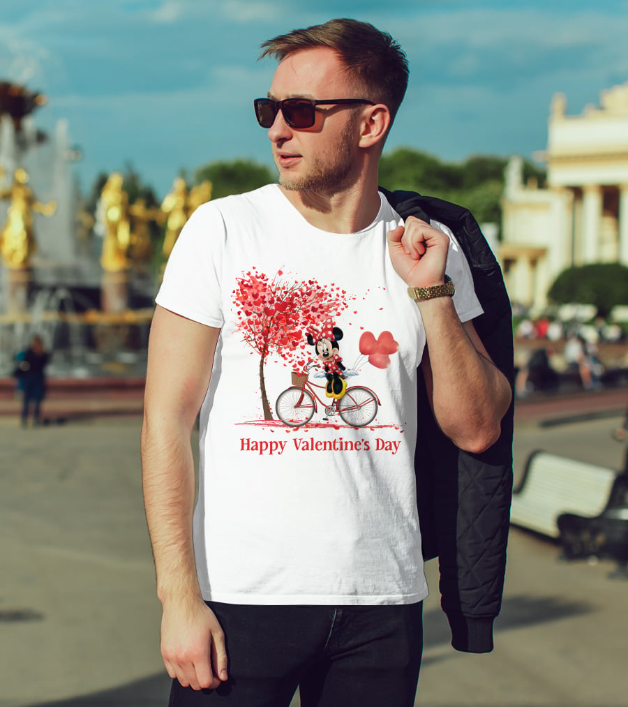 Happy Valentine's Day MN Valentine Bicycle Balloons Hearts Tree T-Shirt