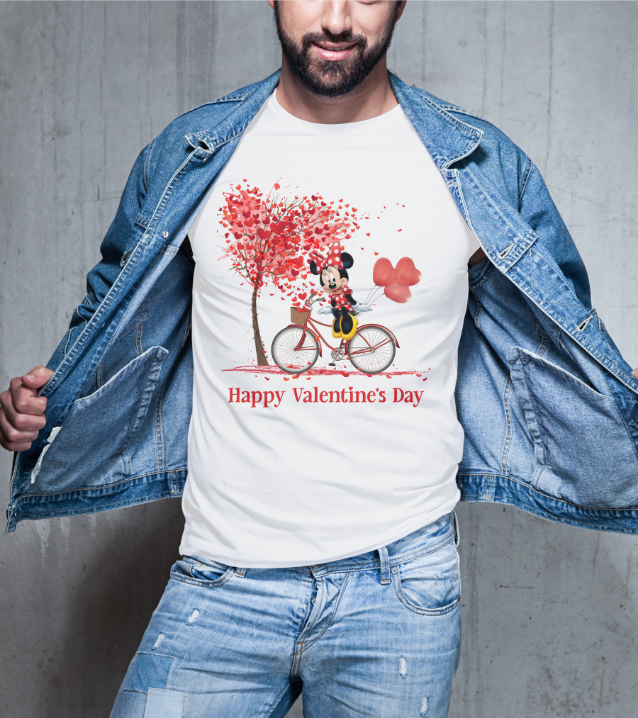 Happy Valentine's Day MN Valentine Bicycle Balloons Hearts Tree T-Shirt