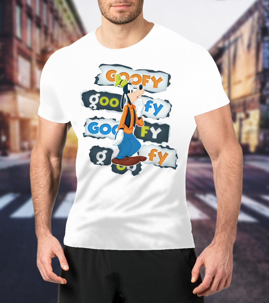Goofy Disney Character With Multiple Text Styles T-Shirt