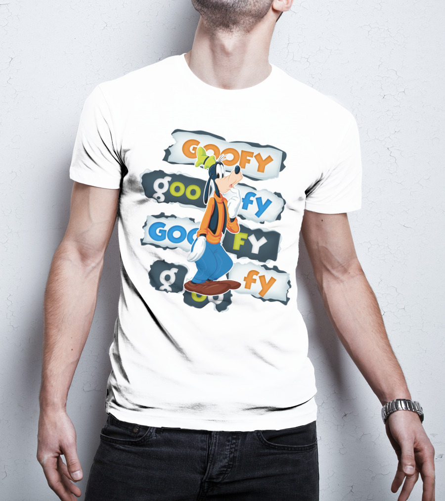 Goofy Disney Character With Multiple Text Styles T-Shirt