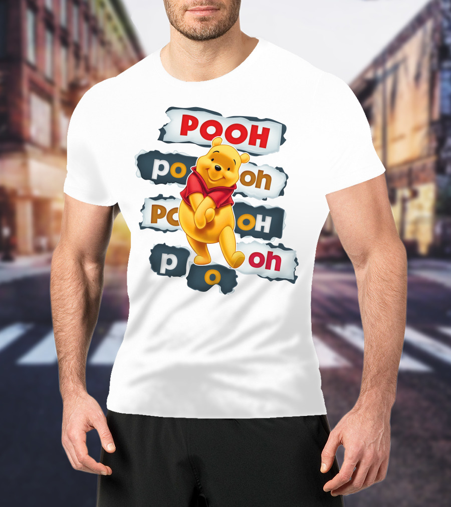 Pooh Winnie The Pooh Sticker Style Jumbo Print T-Shirt