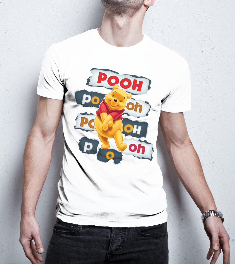 Pooh Winnie The Pooh Sticker Style Jumbo Print T-Shirt