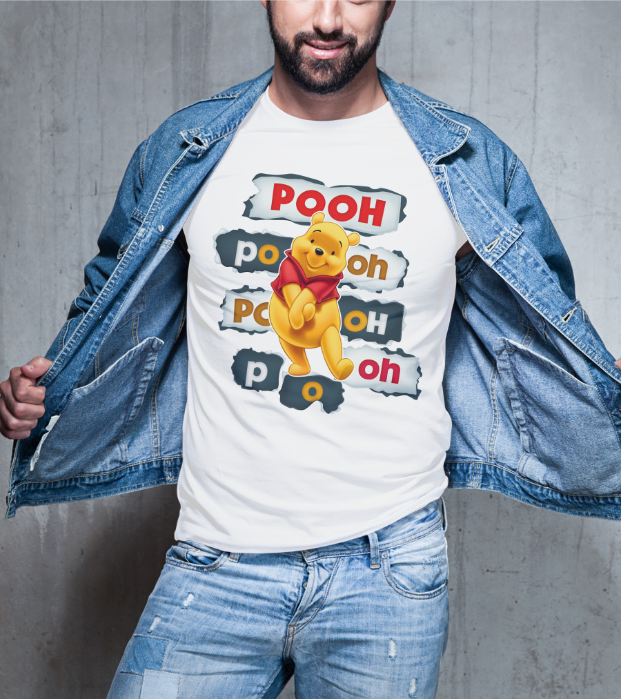 Pooh Winnie The Pooh Sticker Style Jumbo Print T-Shirt