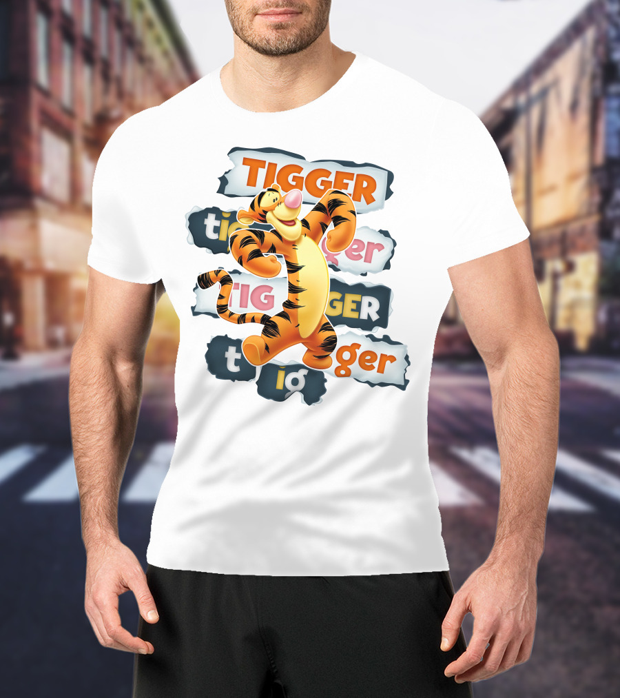 Tigger Colorful Energetic Poses And Text Styles T-Shirt