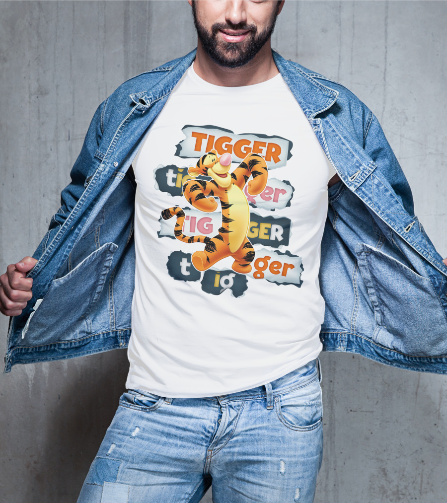 Tigger Colorful Energetic Poses And Text Styles T-Shirt