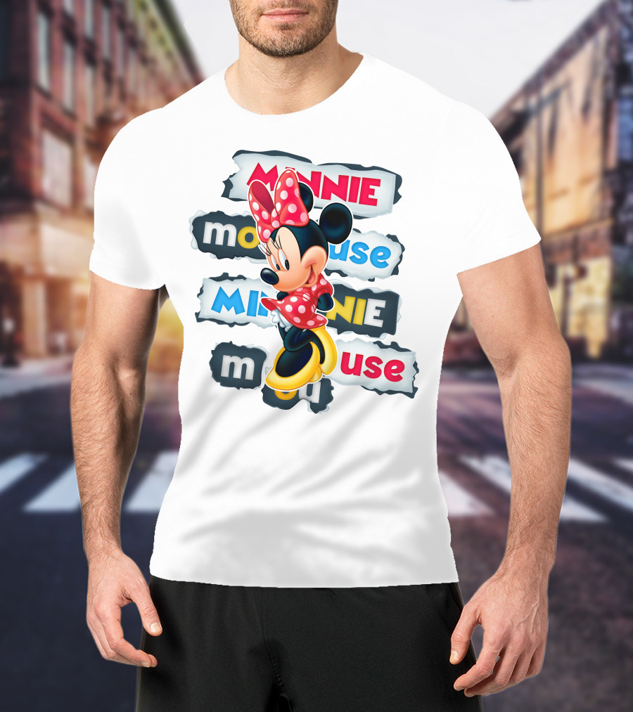 Minnie Mouse Polka Dots Bow Red And Yellow Style T-Shirt