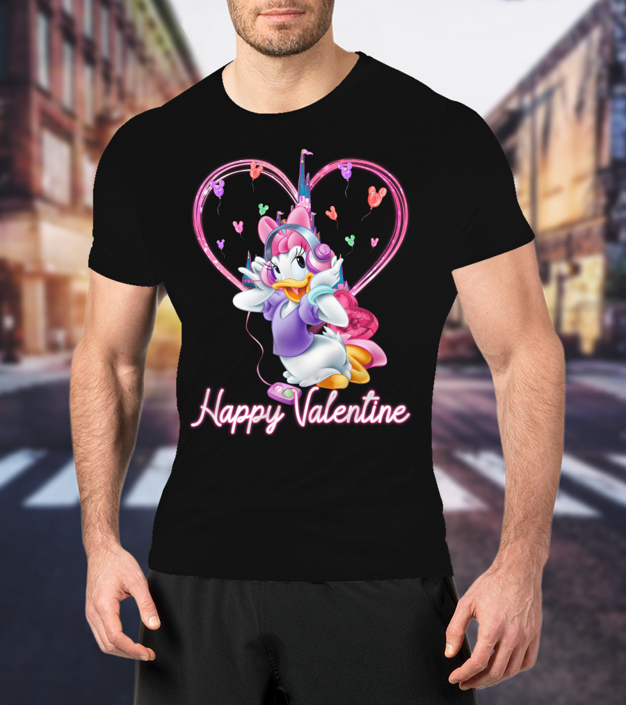 Daisy Duck Happy Valentine Balloons Castle Headphones T-Shirt