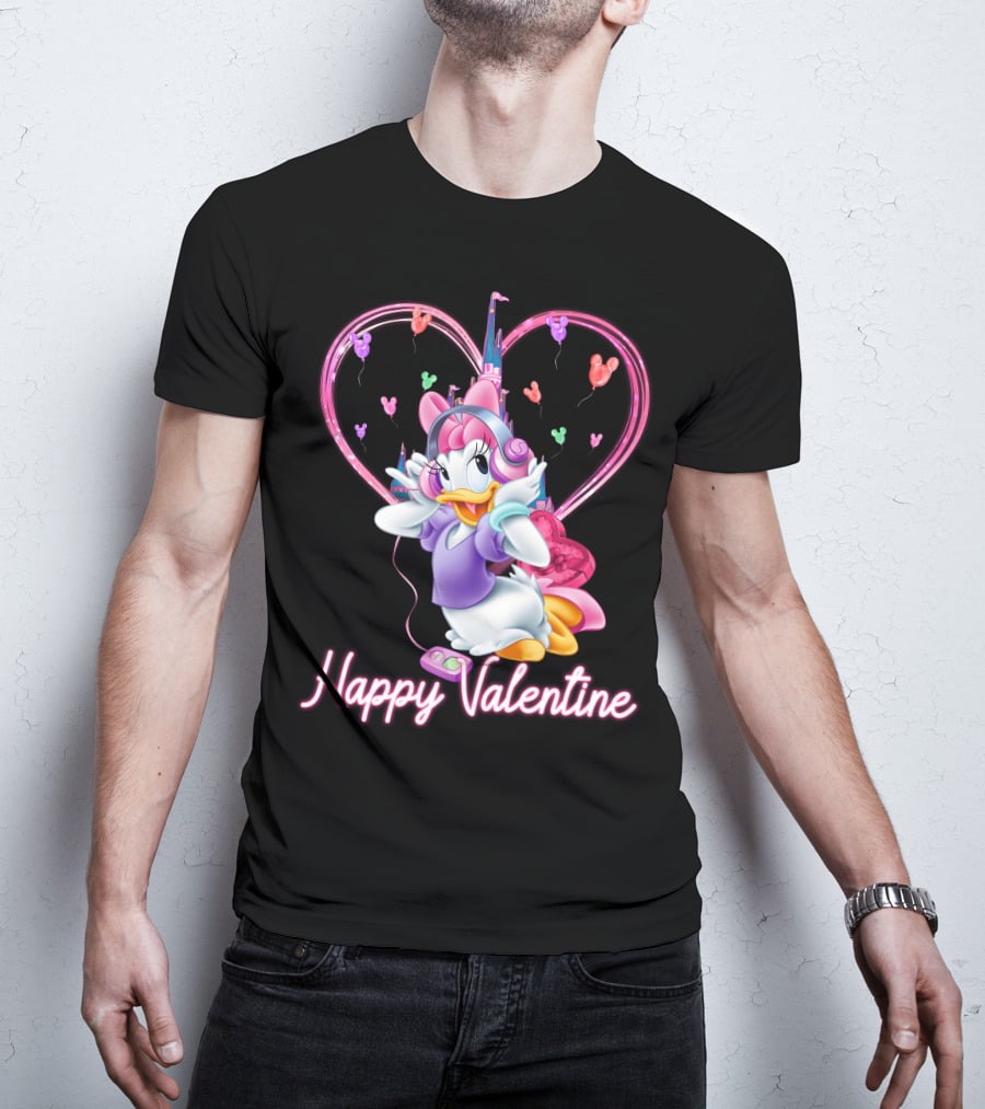 Daisy Duck Happy Valentine Balloons Castle Headphones T-Shirt