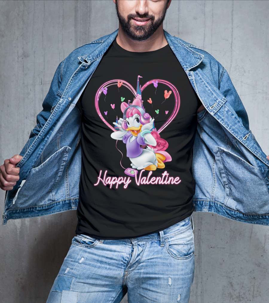 Daisy Duck Happy Valentine Balloons Castle Headphones T-Shirt
