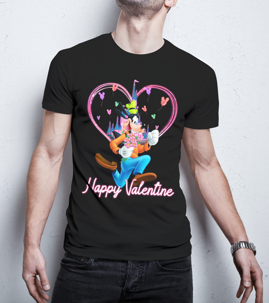 Goofy Happy Valentine Castle Balloons Bouquet T-Shirt