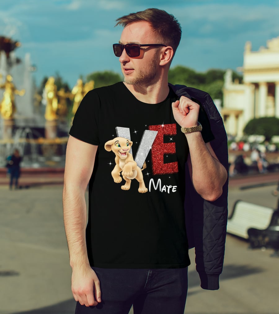 Love Mate Nala Sparkling Red And Silver Letters T-Shirt