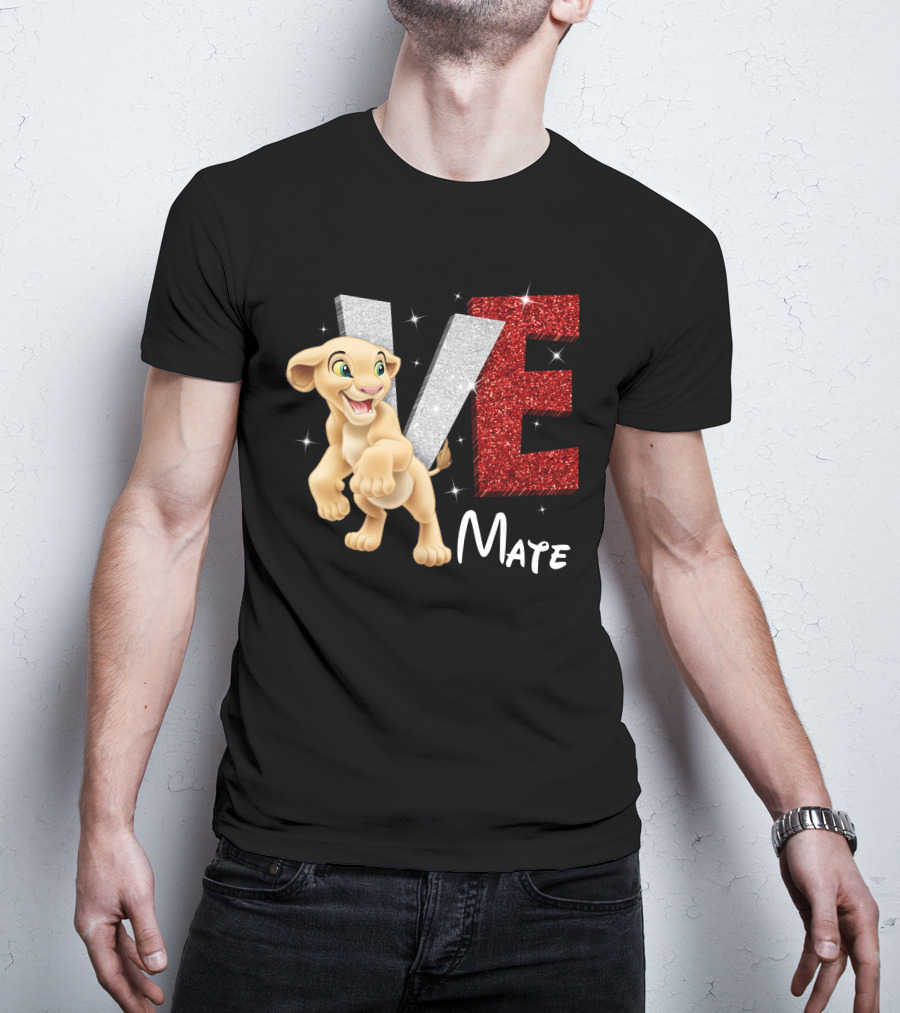 Love Mate Nala Sparkling Red And Silver Letters T-Shirt