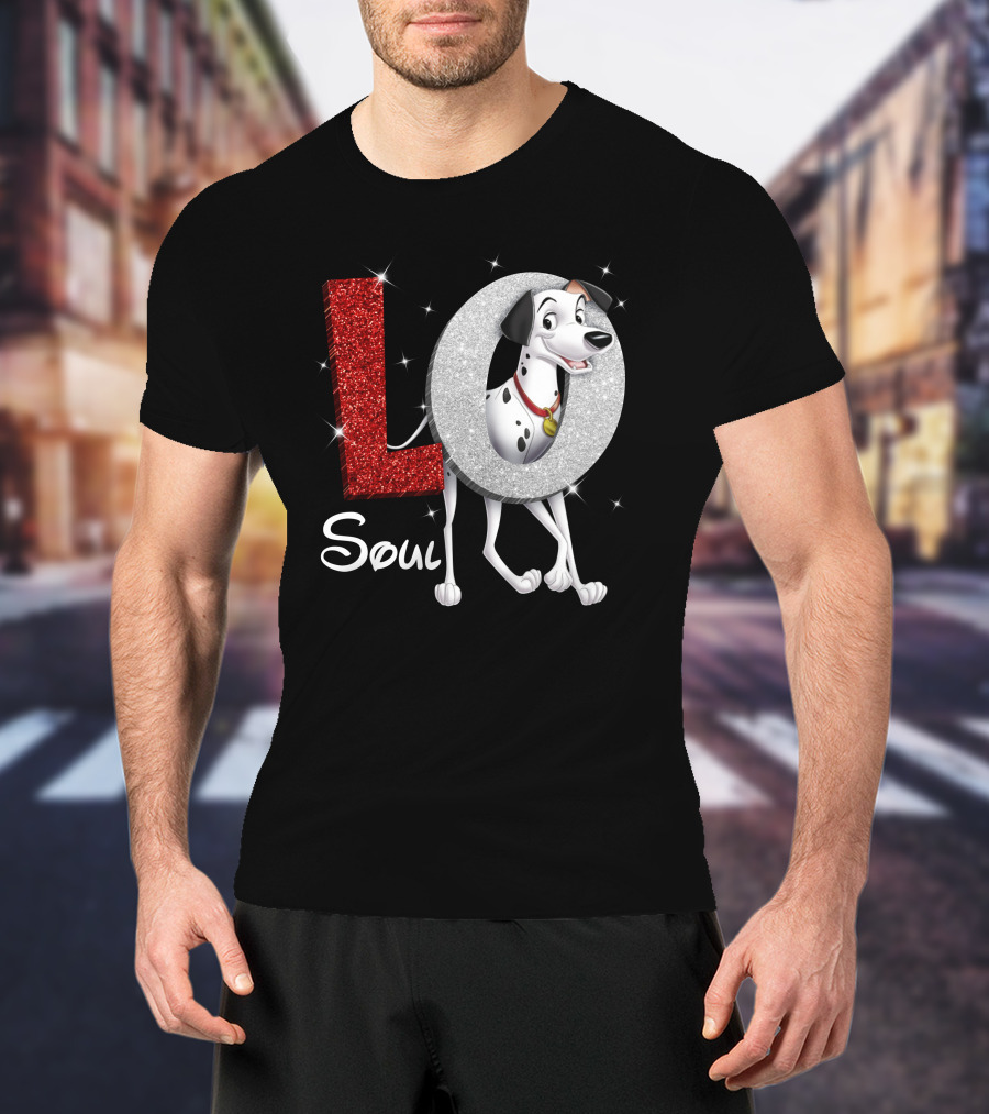 Pongo Soul Love With Glittery Red And Silver Letters T-Shirt