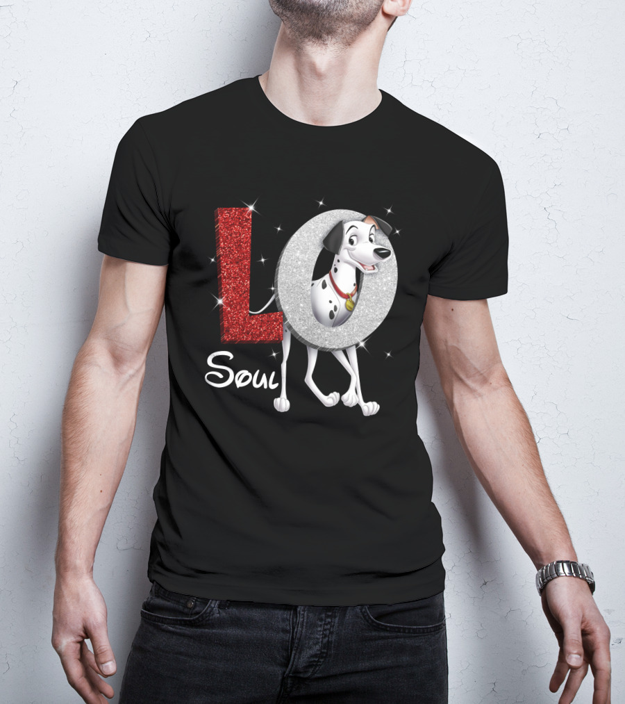 Pongo Soul Love With Glittery Red And Silver Letters T-Shirt