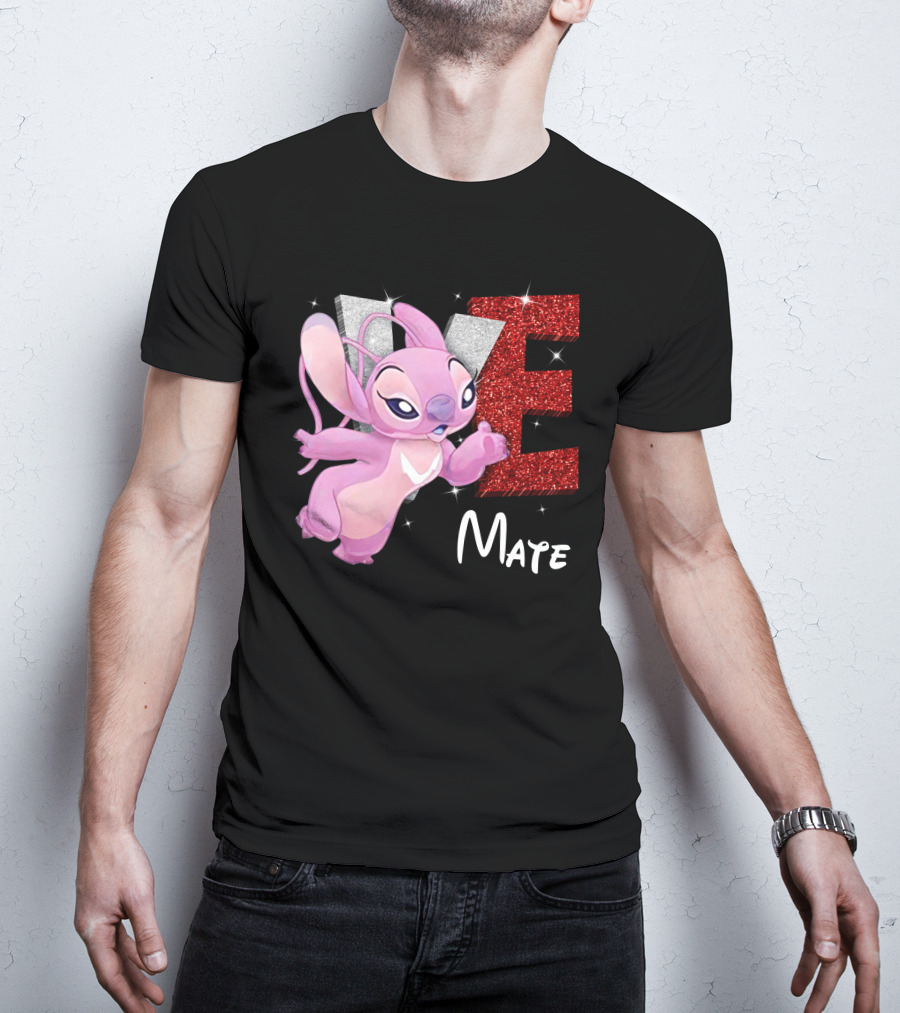 Angel And Stitch Inspired Mate Design With Glittery Love Elements T-Shirt