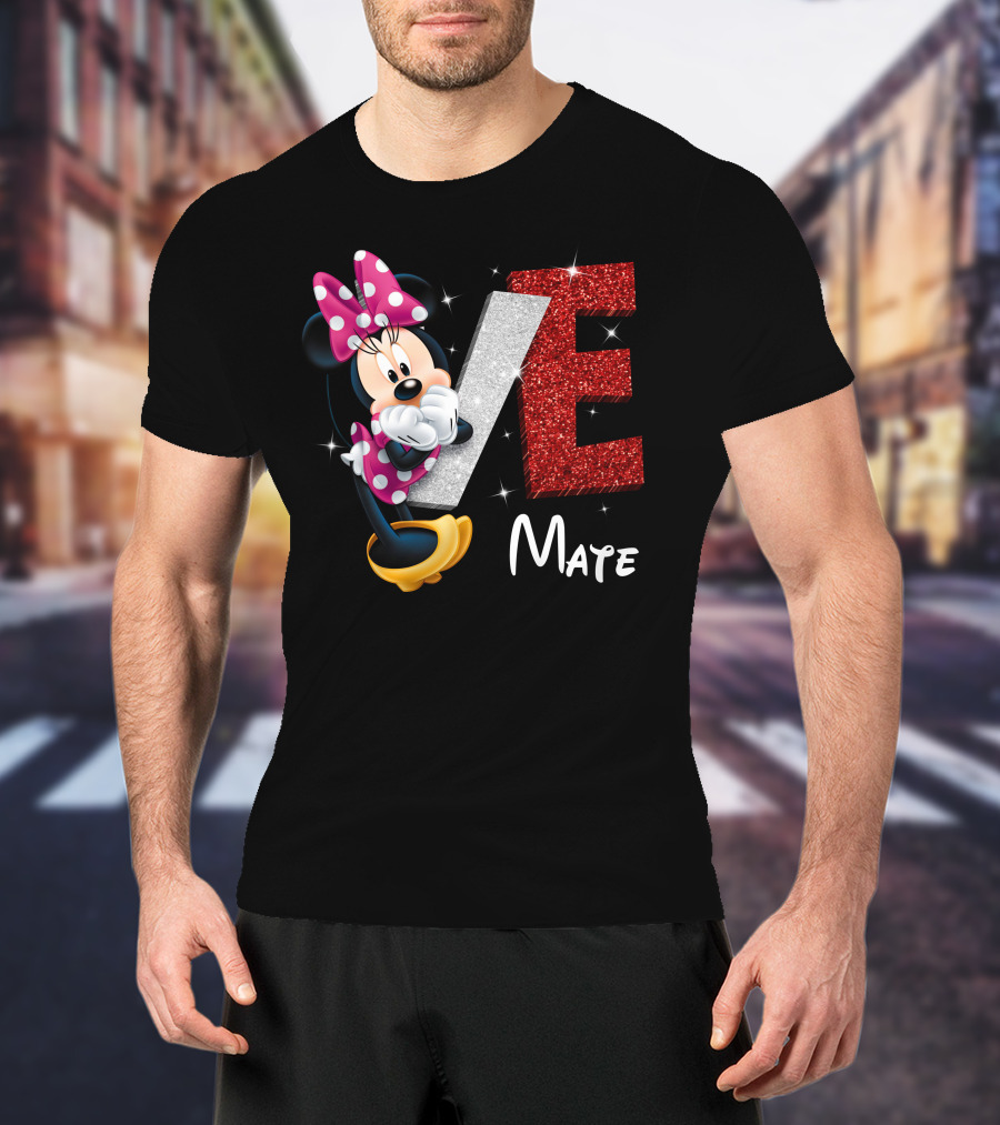 Minnie Mate Love Sparkle Bow And E Glitter T-Shirt