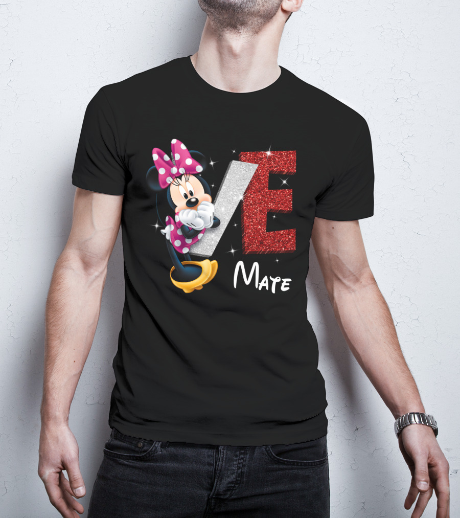 Minnie Mate Love Sparkle Bow And E Glitter T-Shirt
