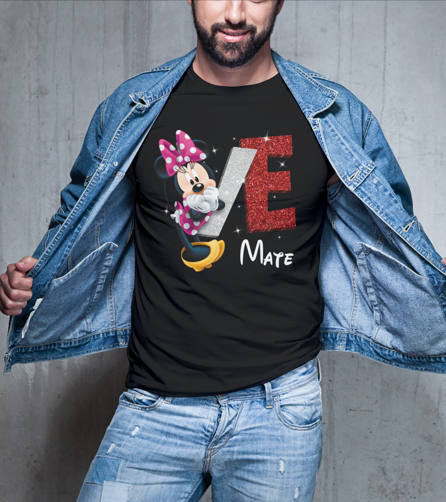 Minnie Mate Love Sparkle Bow And E Glitter T-Shirt