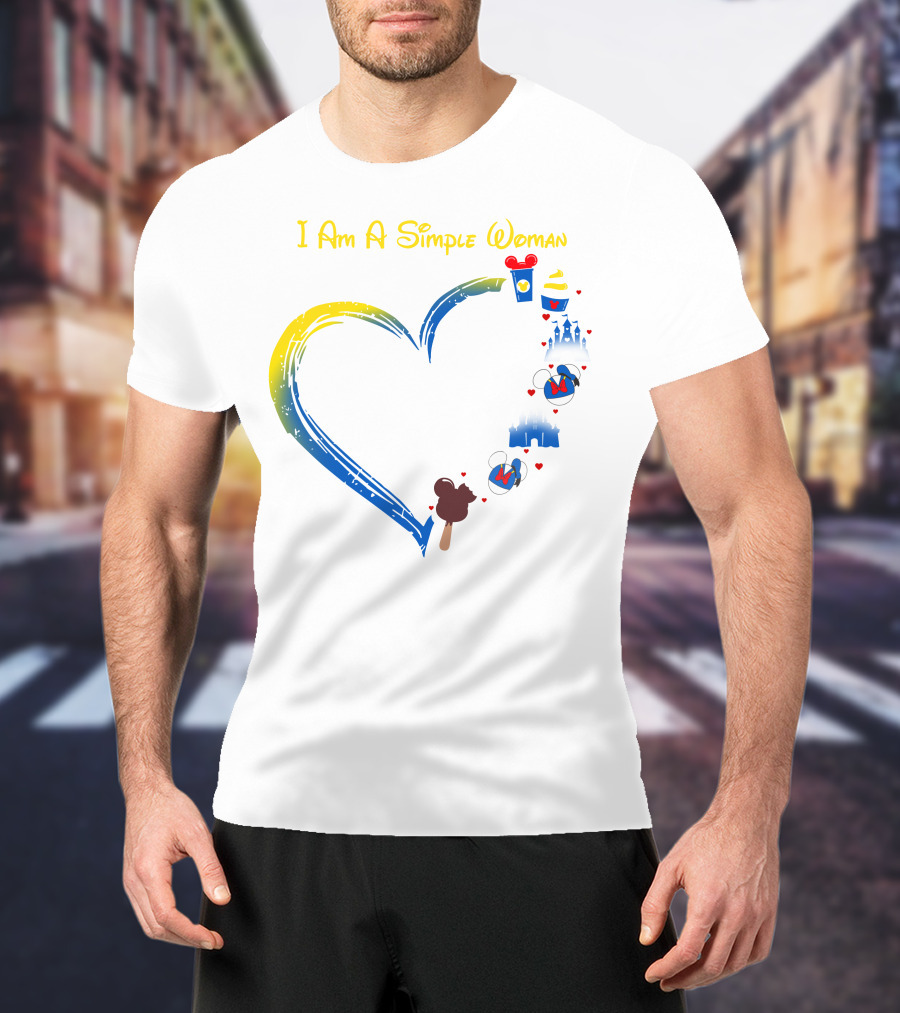 I Am A Simple Woman Disney Theme With Castle Mickey Mouse Ears Heart Highlight T-Shirt