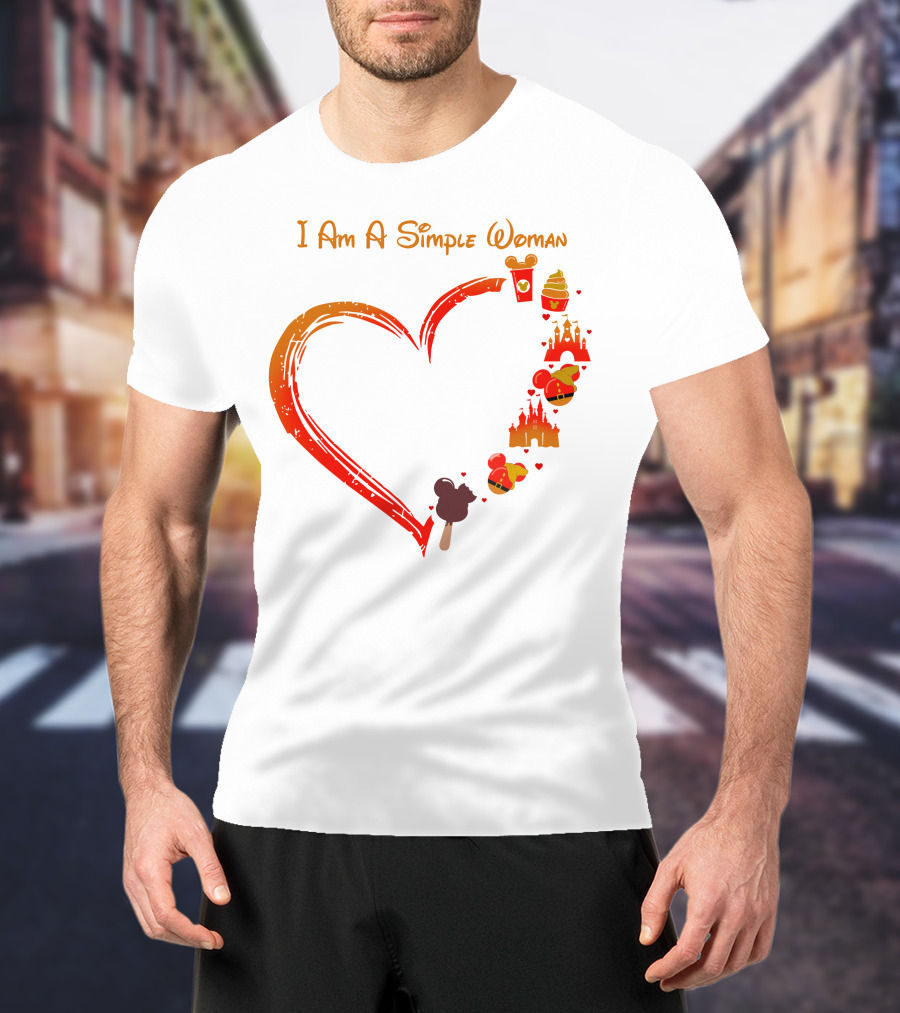 I Am A Simple Woman Heart Castle Ice Cream Disney Icons T-Shirt