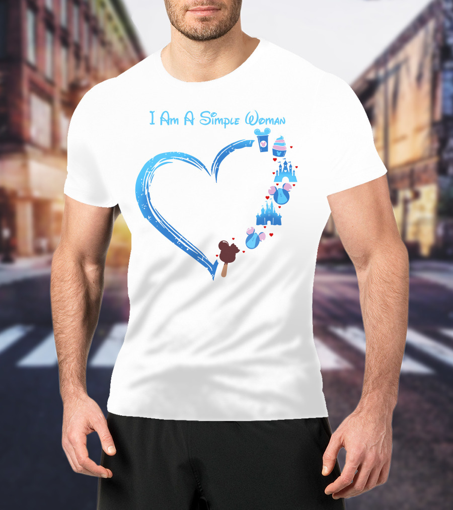 I Am A Simple Woman Heartbeat Mickey Ice Cream Castle Ears T-Shirt