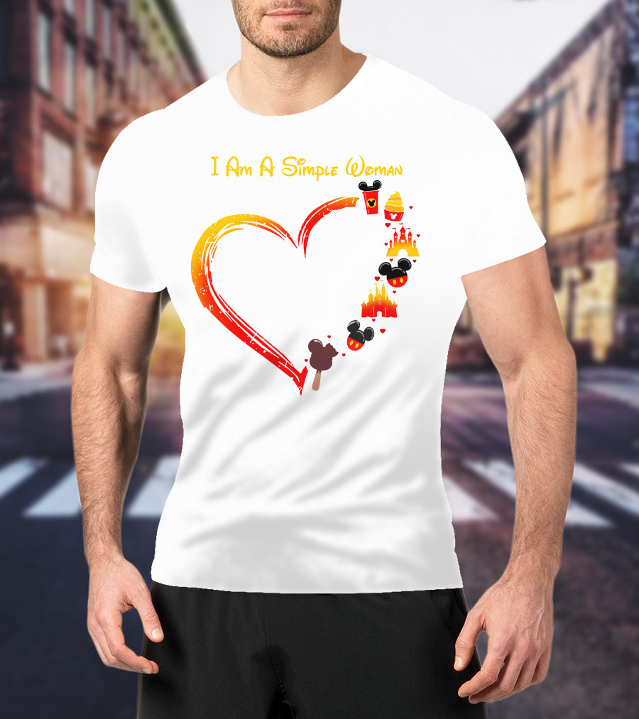 I Am A Simple Woman Heart Mickey Mouse Ice Cream Castle Icons T-Shirt