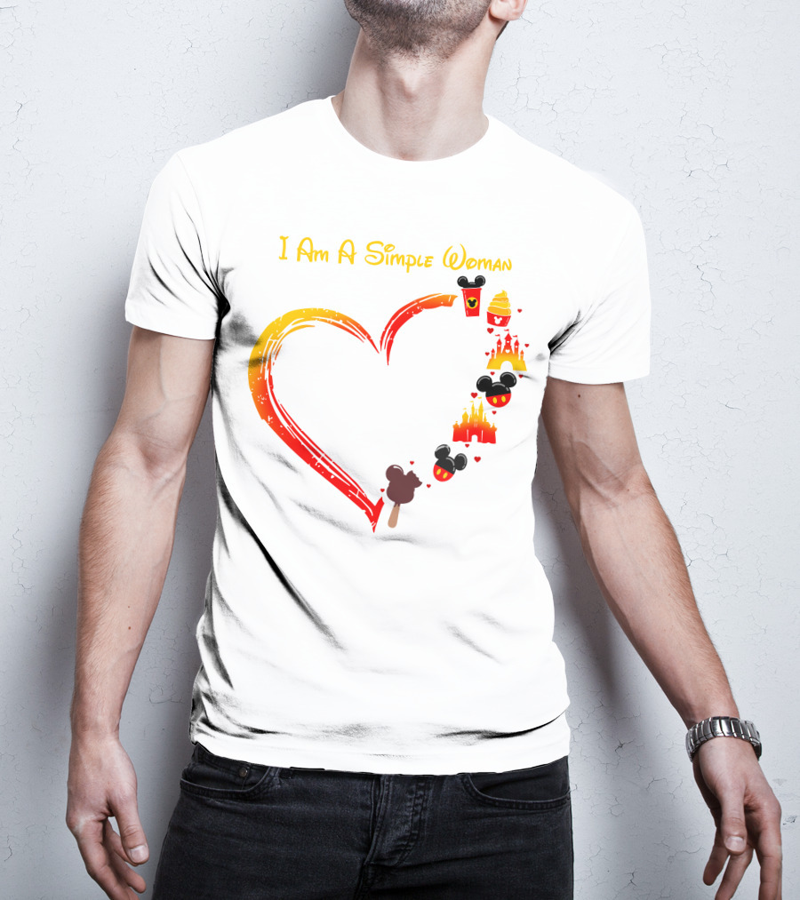 I Am A Simple Woman Heart Mickey Mouse Ice Cream Castle Icons T-Shirt