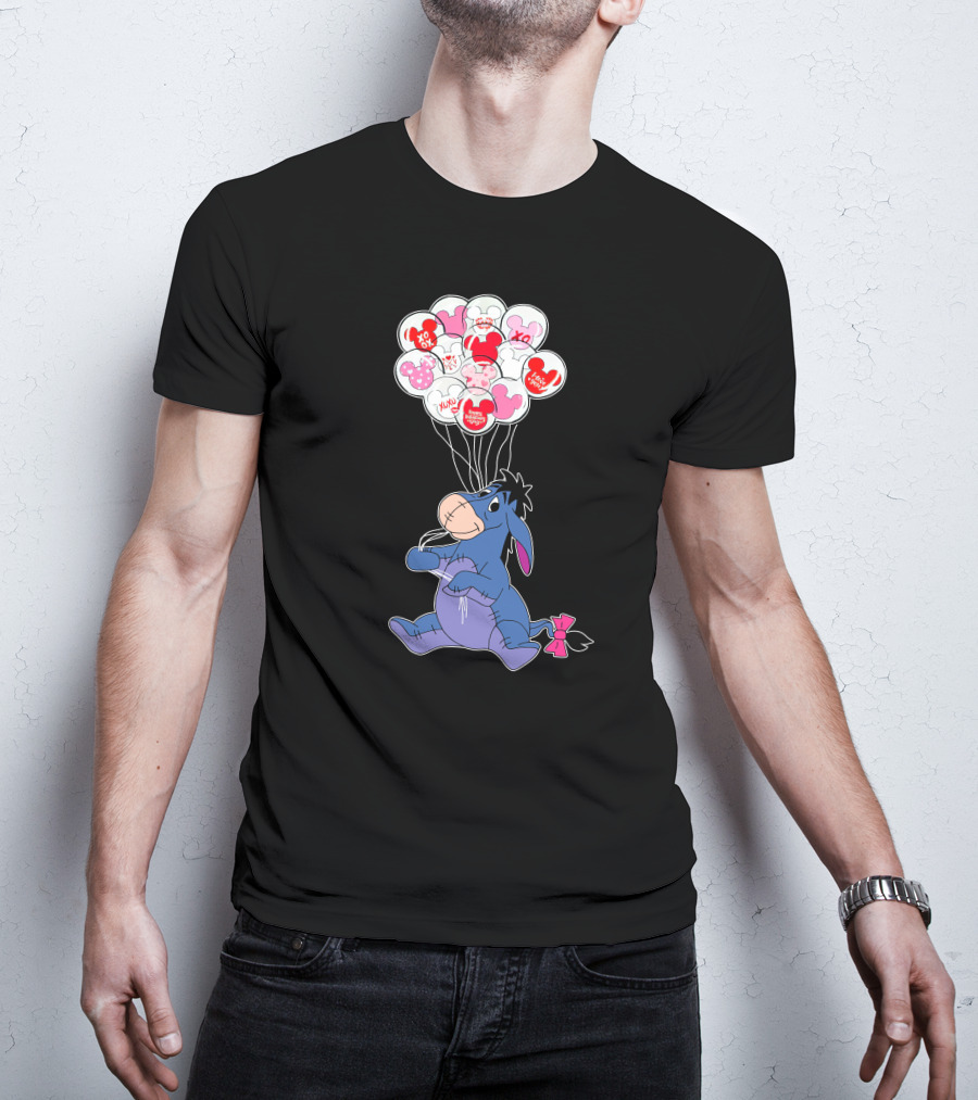 Eeyore Holding Valentine's Day Mickey Balloons T-Shirt