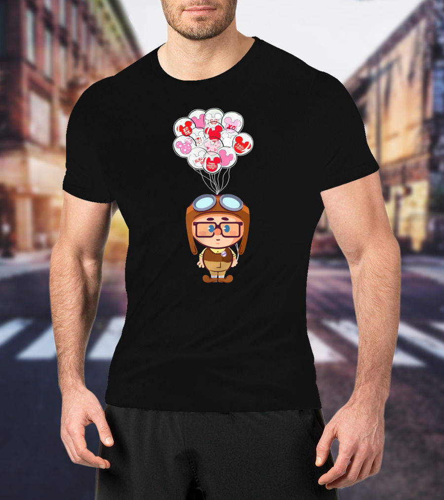 Carl Cartoon Character With Valentines Balloons T-Shirt
