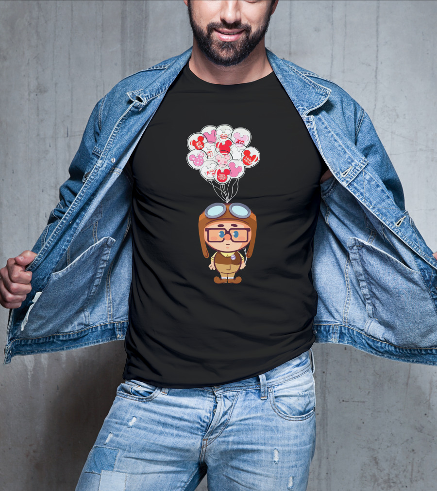 Carl Cartoon Character With Valentines Balloons T-Shirt