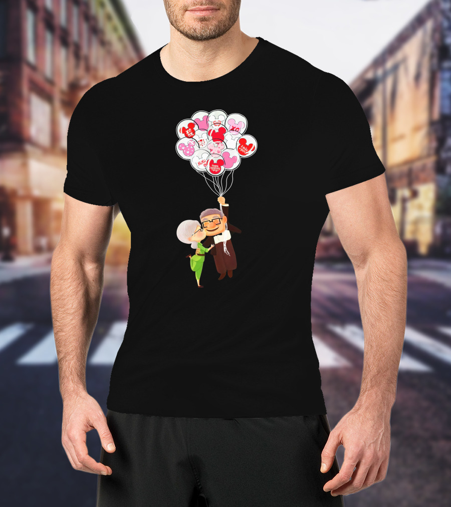 Carl And Ellie Up Balloons Love Adventure Minnie Mickey Mouse T-Shirt