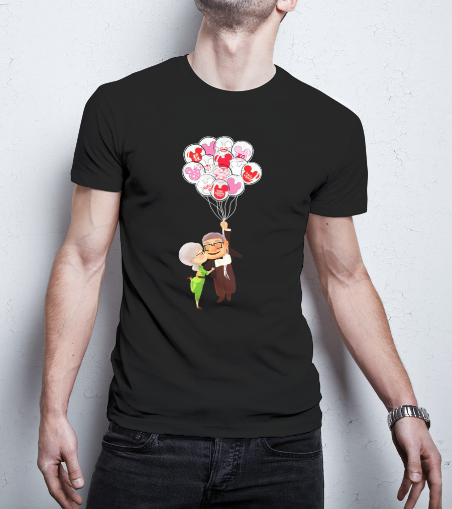 Carl And Ellie Up Balloons Love Adventure Minnie Mickey Mouse T-Shirt