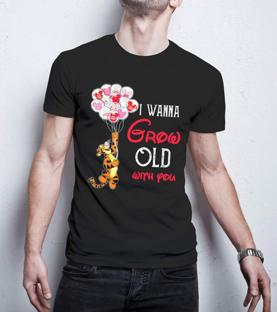 I Wanna Grow Old With You Tigger Balloons Hearts Xo T-Shirt
