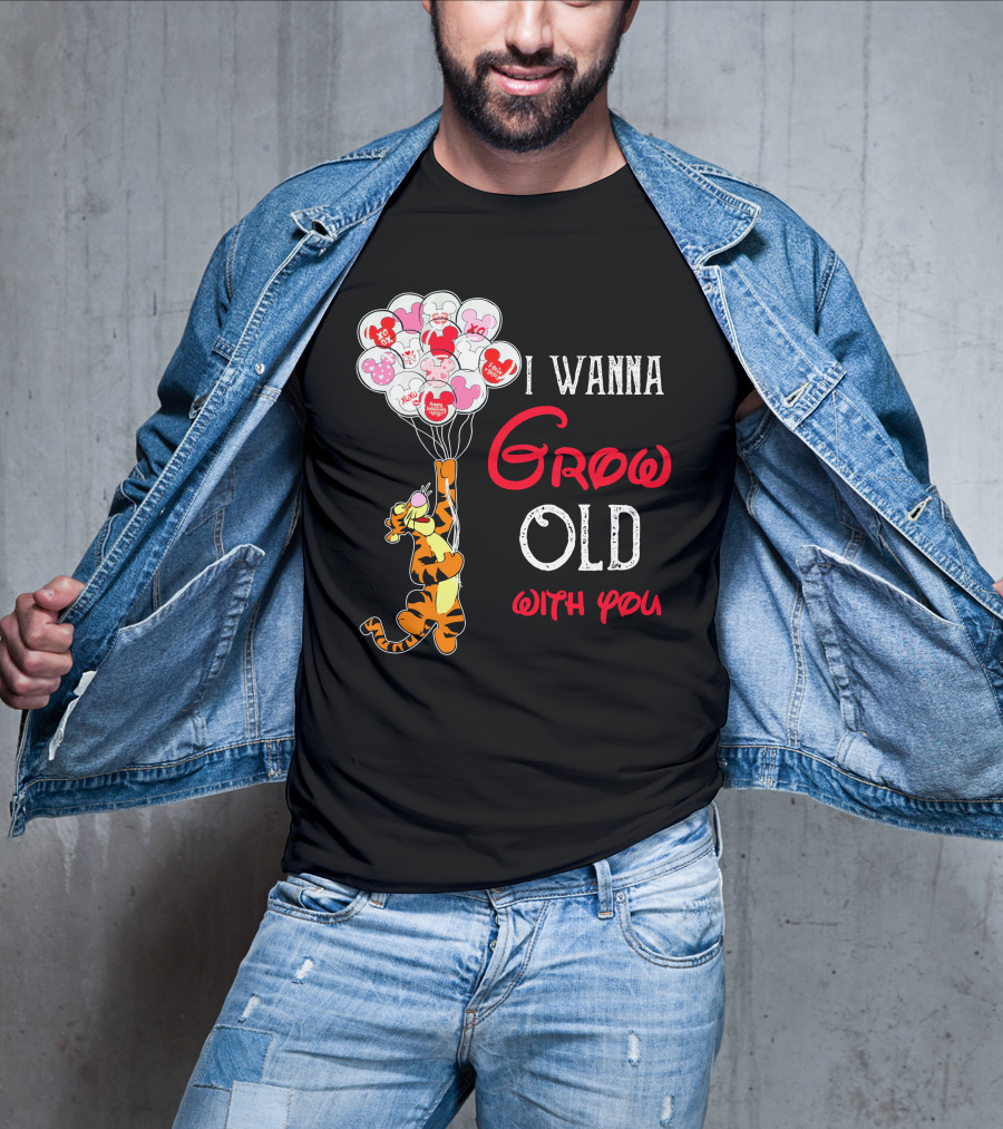 I Wanna Grow Old With You Tigger Balloons Hearts Xo T-Shirt