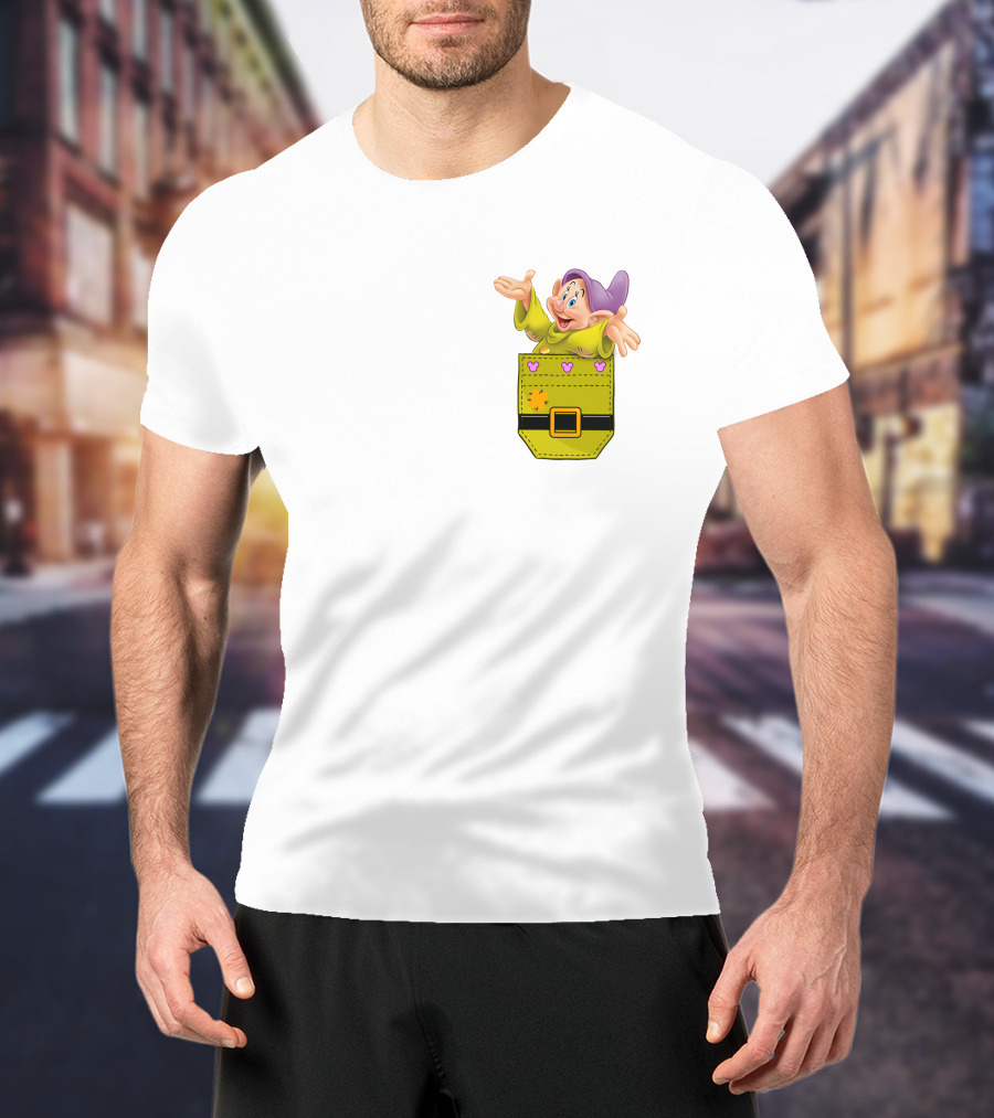 Dopey Seven Dwarfs Pocket Cartoon Character Disney T-Shirt