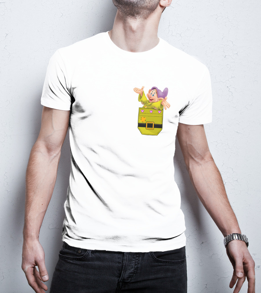 Dopey Seven Dwarfs Pocket Cartoon Character Disney T-Shirt