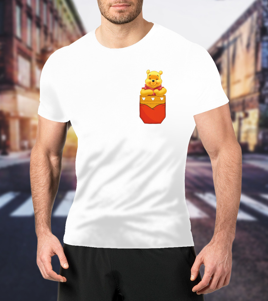 Winnie The Pooh In Red Pocket T-Shirt