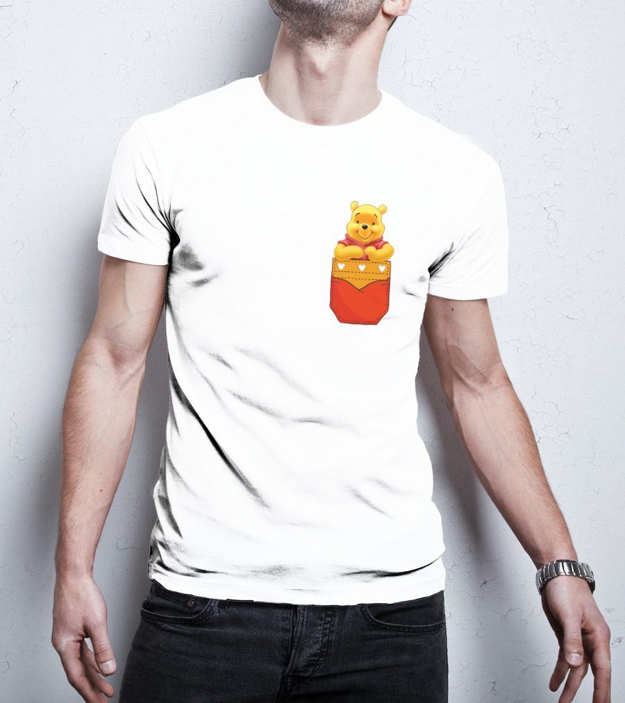 Winnie The Pooh In Red Pocket T-Shirt