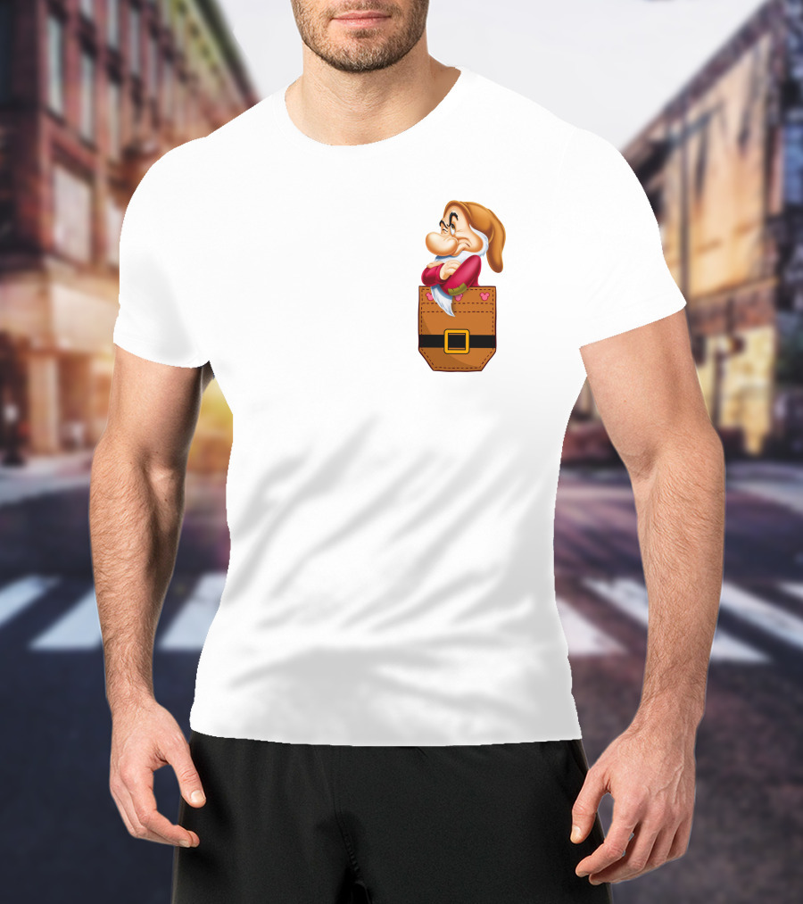 Grumpy Dwarf In Pocket Disney Character T-Shirt