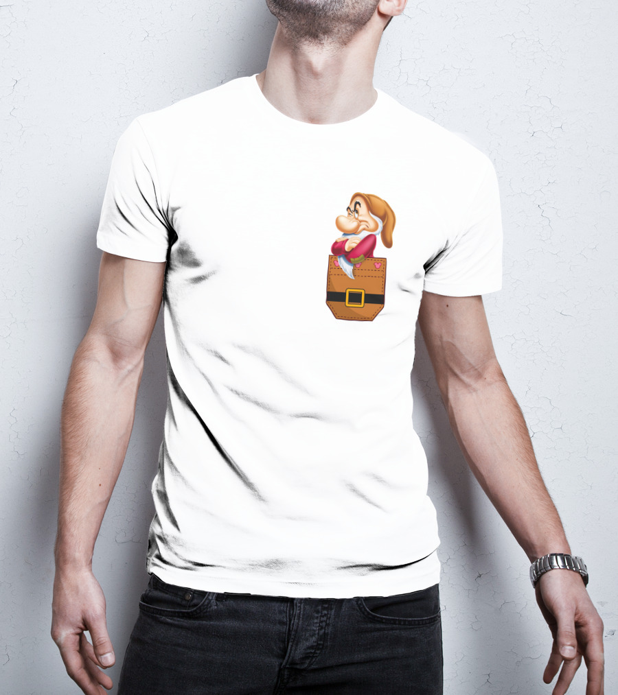 Grumpy Dwarf In Pocket Disney Character T-Shirt
